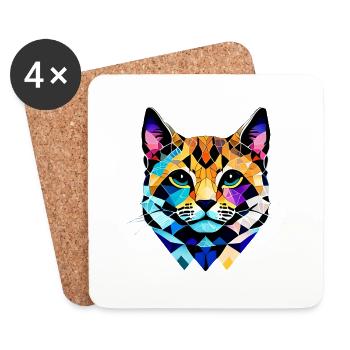 Hauskatze Katze Kätzchen Katzenbesitzer Haustier - Untersetzer (4er-Set) - Weiß - Vorne