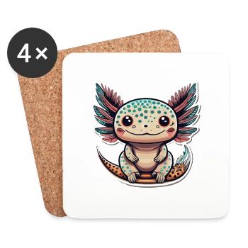Axolotl - Untersetzer (4er-Set) - Weiß - Vorne