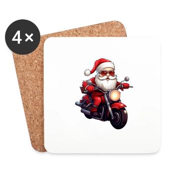 Funny cartoon Santa Clause on motorcycle - Coasters (set of 4) - white - Front