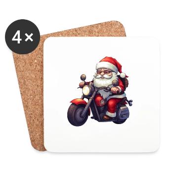 Funny cartoon Santa Clause on motorcycle - Coasters (set of 4) - white - Front