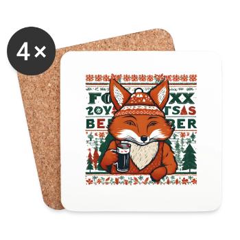 Fuchs Ugly Christmas Sweater - Untersetzer (4er-Set) - Weiß - Vorne