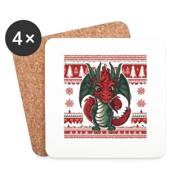Drache - Untersetzer (4er-Set) - Weiß - Vorne
