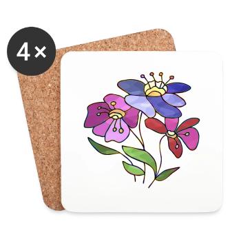 Fleur - Dessous de verre (lot de 4) - blanc - Devant