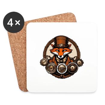 Steampunk Fuchs / Zahnrad / Bronze / Old School - Untersetzer (4er-Set) - Weiß - Vorne