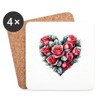 Mariage, Amour, Saint-Valentin, Fiançailles, Fête des mères - Dessous de verre (lot de 4) - blanc - Devant