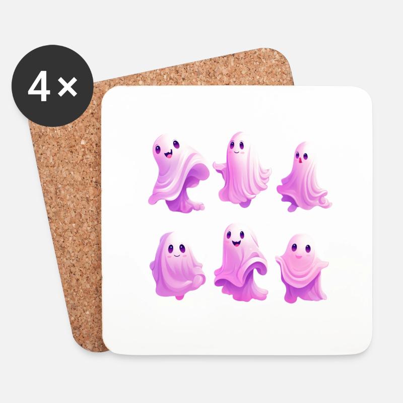 Cute Ghosts - Coasters (set of 4) - white