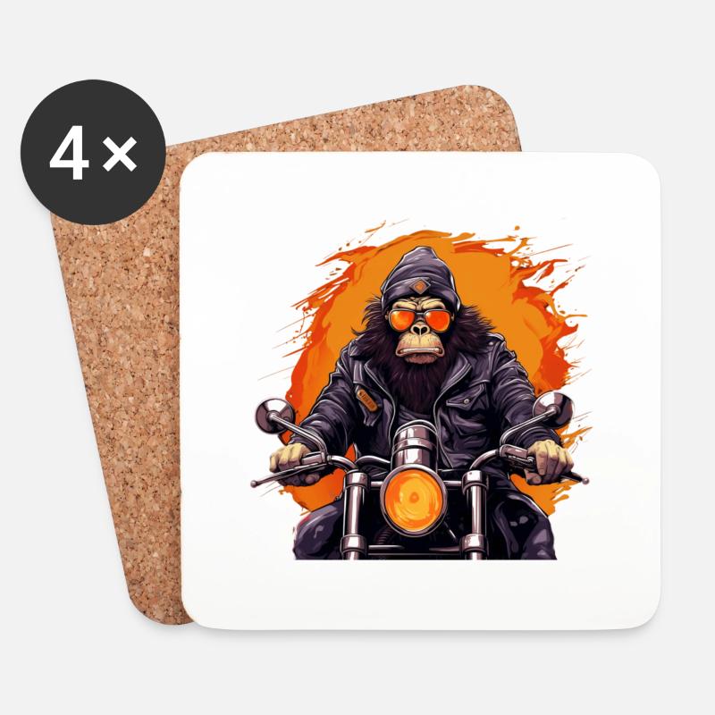 Gorilla Biker - Coasters (set of 4) - white
