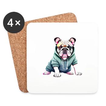Bulldogge Hundehalter Hund Hunde Hundebesitzer - Untersetzer (4er-Set) - Weiß - Vorne