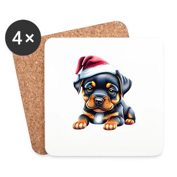 Hunde Rottweiler Hund Weihnachten Hundewelpe - Untersetzer (4er-Set) - Weiß - Vorne