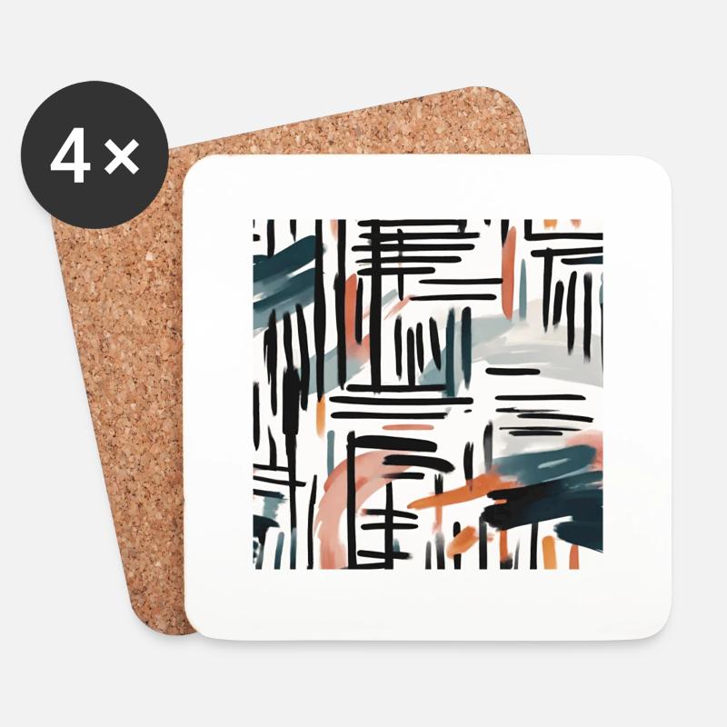 modernes Pinseldesign - Untersetzer (4er-Set) - Weiß