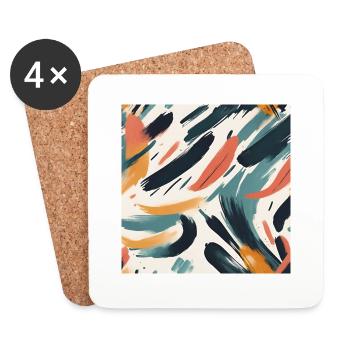 modernes Pinselstrichdesign - Untersetzer (4er-Set) - Weiß - Vorne