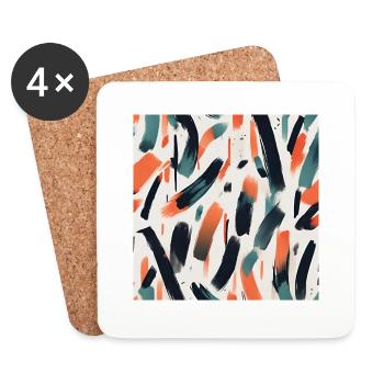 Modernes Pinselstrichdesign - Untersetzer (4er-Set) - Weiß - Vorne