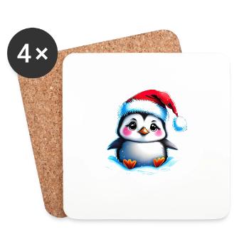Weihnachten Geschenk weihnachtlich Pinguin - Untersetzer (4er-Set) - Weiß - Vorne