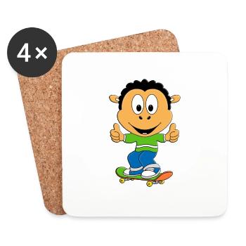 SKATEBOARD - SCHAF - SPORT - TIERISCH - GUT - Untersetzer (4er-Set) - Weiß - Vorne