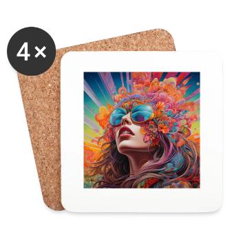 Psychedelic Girl - Coasters (set of 4) - white - Front