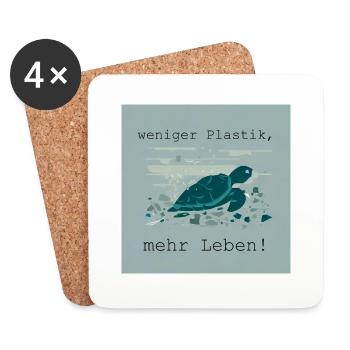 Weniger Plastik, mehr Leben - Untersetzer (4er-Set) - Weiß - Vorne
