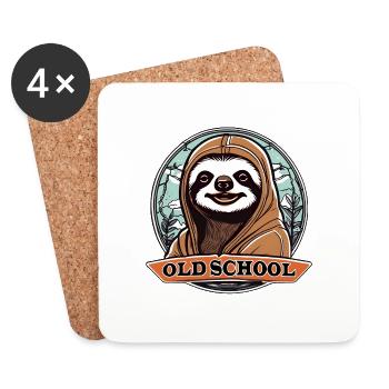 Faultier/ Old School / Tier / gelassen / Zoo - Untersetzer (4er-Set) - Weiß - Vorne