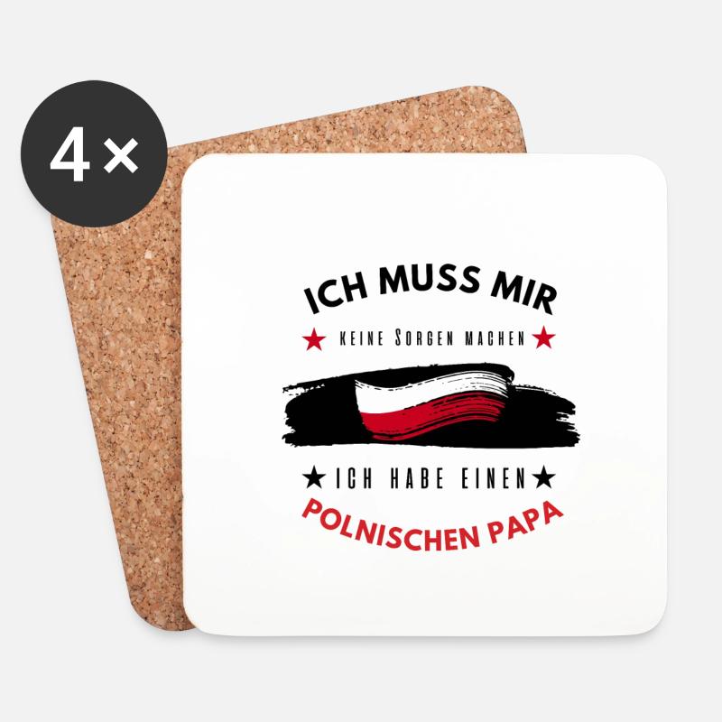POLNISCHER PAPA - Untersetzer (4er-Set) - Weiß