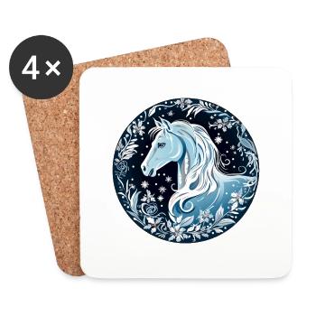 Cheval - Dessous de verre (lot de 4) - blanc - Devant