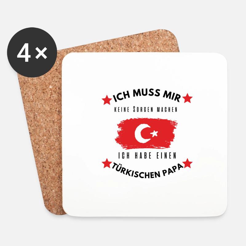 TÜRKISCHER PAPA - Untersetzer (4er-Set) - Weiß
