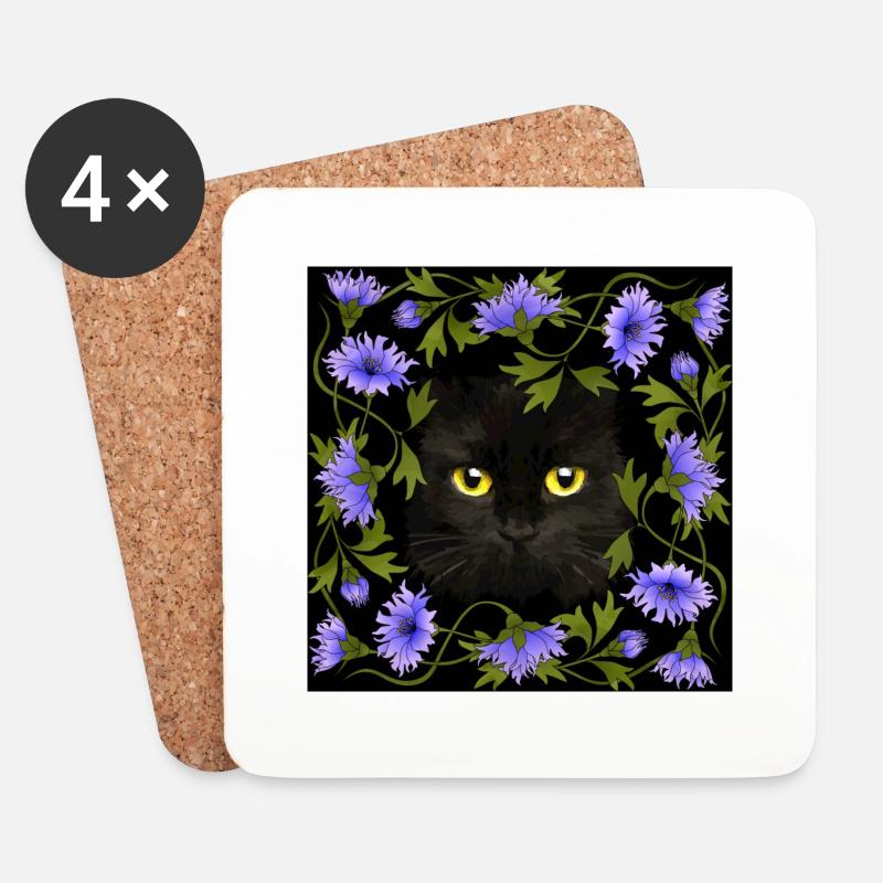Cat - Coasters (set of 4) - white