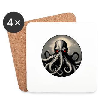 Poulpe / Sous-marin / Océan / Faune marine / Mer profonde - Dessous de verre (lot de 4) - blanc - Devant
