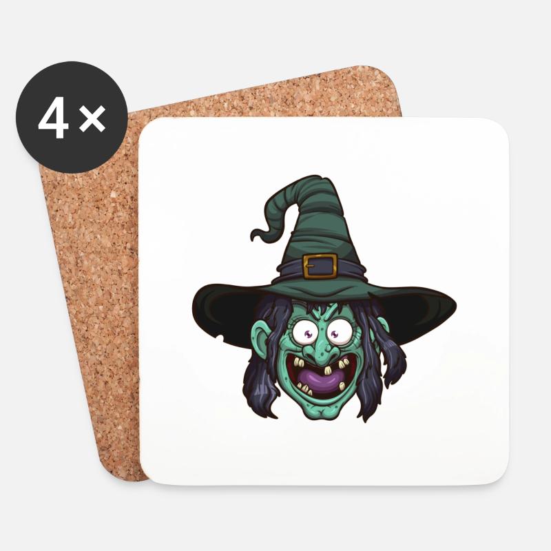Witch Face - Coasters (set of 4) - white