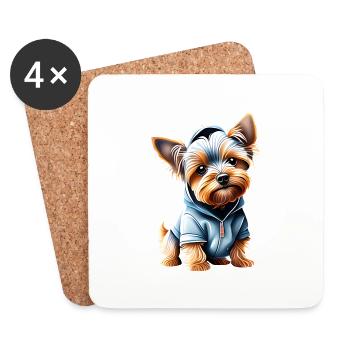 Chien propriétaire Chien Yorkshire Terrier Chiot - Dessous de verre (lot de 4) - blanc - Devant
