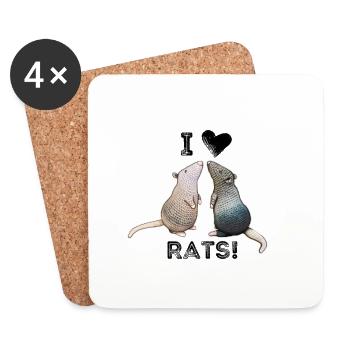 Ratten - I love Rats - Untersetzer (4er-Set) - Weiß - Vorne
