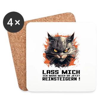 Katze mit Bösem Blick - Lass mich da reinsteigern - Untersetzer (4er-Set) - Weiß - Vorne