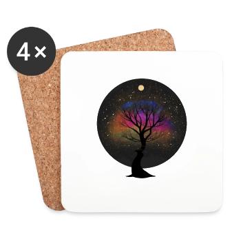 Arbre dans l’univers - Dessous de verre (lot de 4) - blanc - Devant