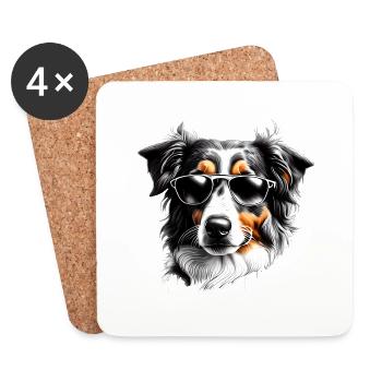 Hundewelpe Australischer Schäferhund Hundehalter - Untersetzer (4er-Set) - Weiß - Vorne