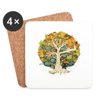 « Arbre de Vie » - Montrez votre cœur pour la nature - Dessous de verre (lot de 4) - blanc - Devant