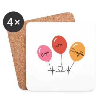 "Hope, Love and Strength" - Values that inspire - Coasters (set of 4) - white - Front
