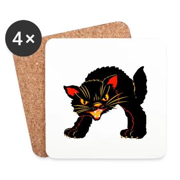 cat Halloween - Untersetzer (4er-Set) - Weiß - Vorne