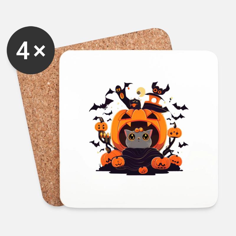 Halloween, gefräßiger Kürbis. - Untersetzer (4er-Set) - Weiß