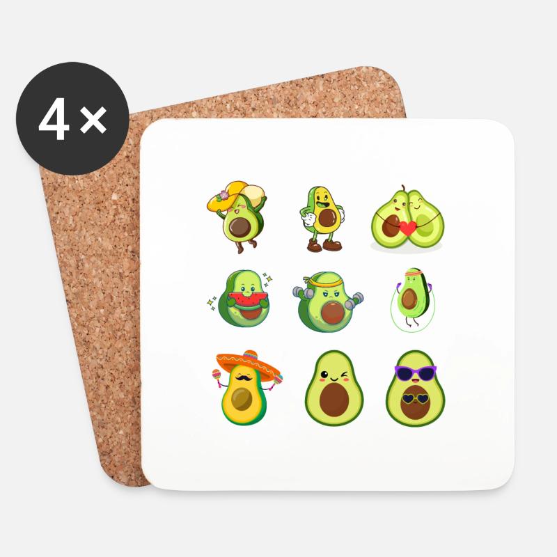 Avocado - Untersetzer (4er-Set) - Weiß