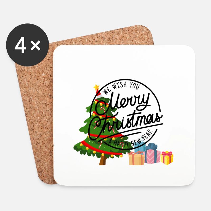 merry christmas - Untersetzer (4er-Set) - Weiß