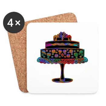 Kuchen - Untersetzer (4er-Set) - Weiß - Vorne