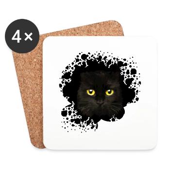 Katze - Untersetzer (4er-Set) - Weiß - Vorne