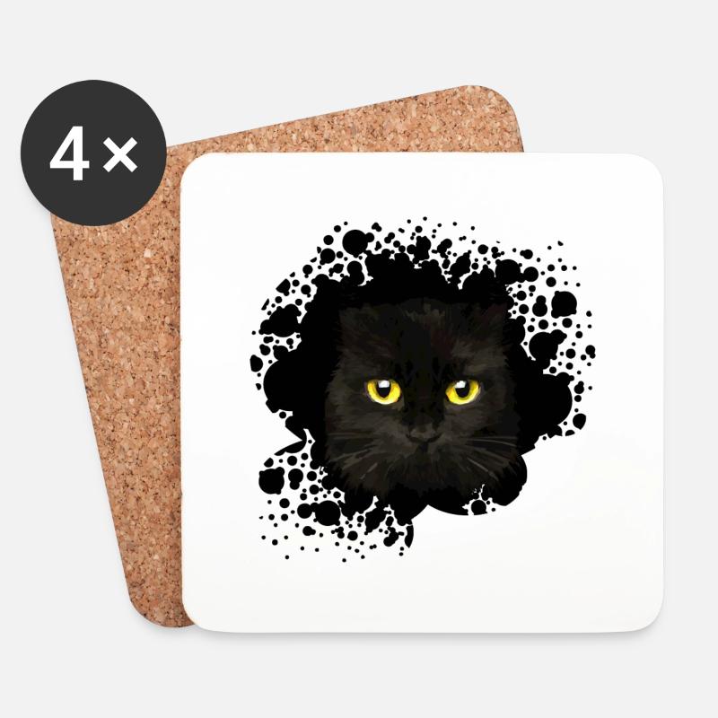 Katze - Untersetzer (4er-Set) - Weiß