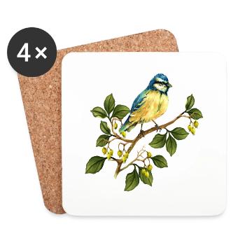 Bunter Vogel - Untersetzer (4er-Set) - Weiß - Vorne