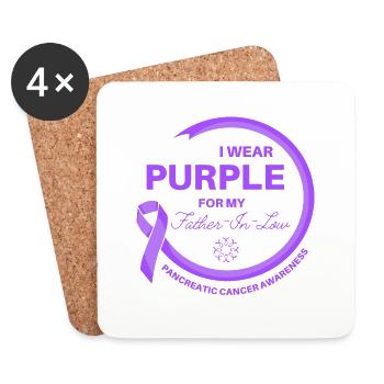 Cancer I Wear Purple For My Father-In-Law - Coasters (set of 4) - white - Front