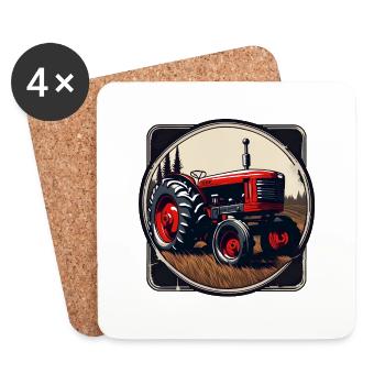 Traktor / Landwirtschaft / Bauer / Feldarbeit - Untersetzer (4er-Set) - Weiß - Vorne