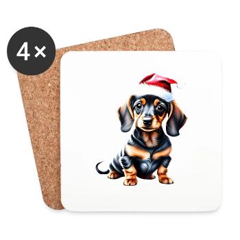 Dachshund Puppy Dachshund Christmas X-Mas Dog - Coasters (set of 4) - white - Front