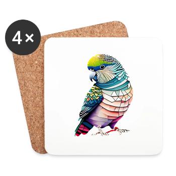 Budgie Bird Cockatiel Bird Propriétaire - Dessous de verre (lot de 4) - blanc - Devant