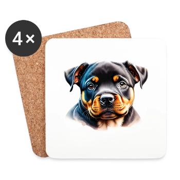 Rottweiler Hundewelpe Hund Rottweilerwelpe Hunde - Untersetzer (4er-Set) - Weiß - Vorne