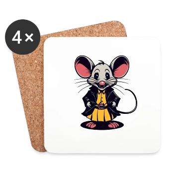 Mouse / Animal / Cute / Pet / Rodent - Coasters (set of 4) - white - Front