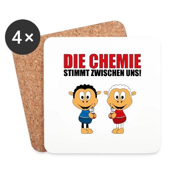 DIE CHEMIE STIMMT ZWISCHEN UNS! - SCHAFE - SCHAF - Untersetzer (4er-Set) - Weiß - Vorne