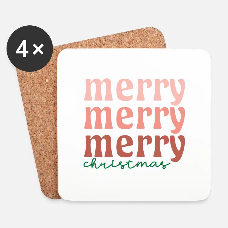 merry merry merry christmas - Untersetzer (4er-Set) - Weiß